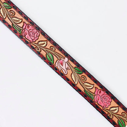 "Calla Pink" Handtooled Leather Belt