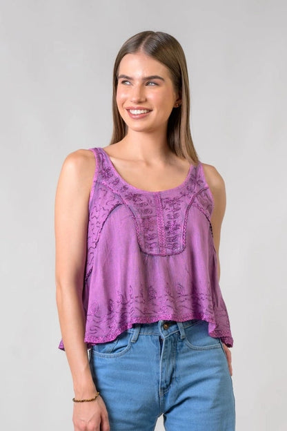 "Petticoat" Sleeveless Viscose Tank Top in Pink