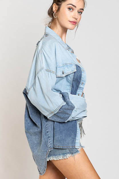 "Skyline" Denim Colorblock Shirt