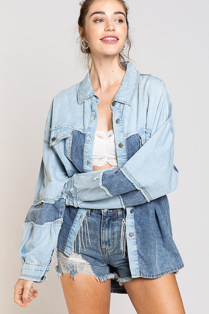 "Skyline" Denim Colorblock Shirt