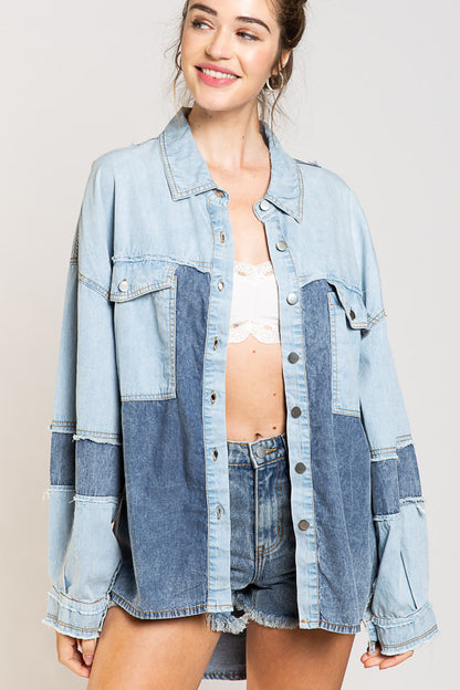 "Skyline" Denim Colorblock Shirt