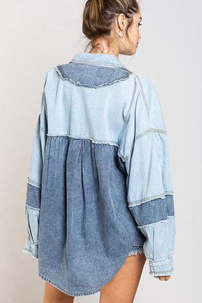 "Skyline" Denim Colorblock Shirt