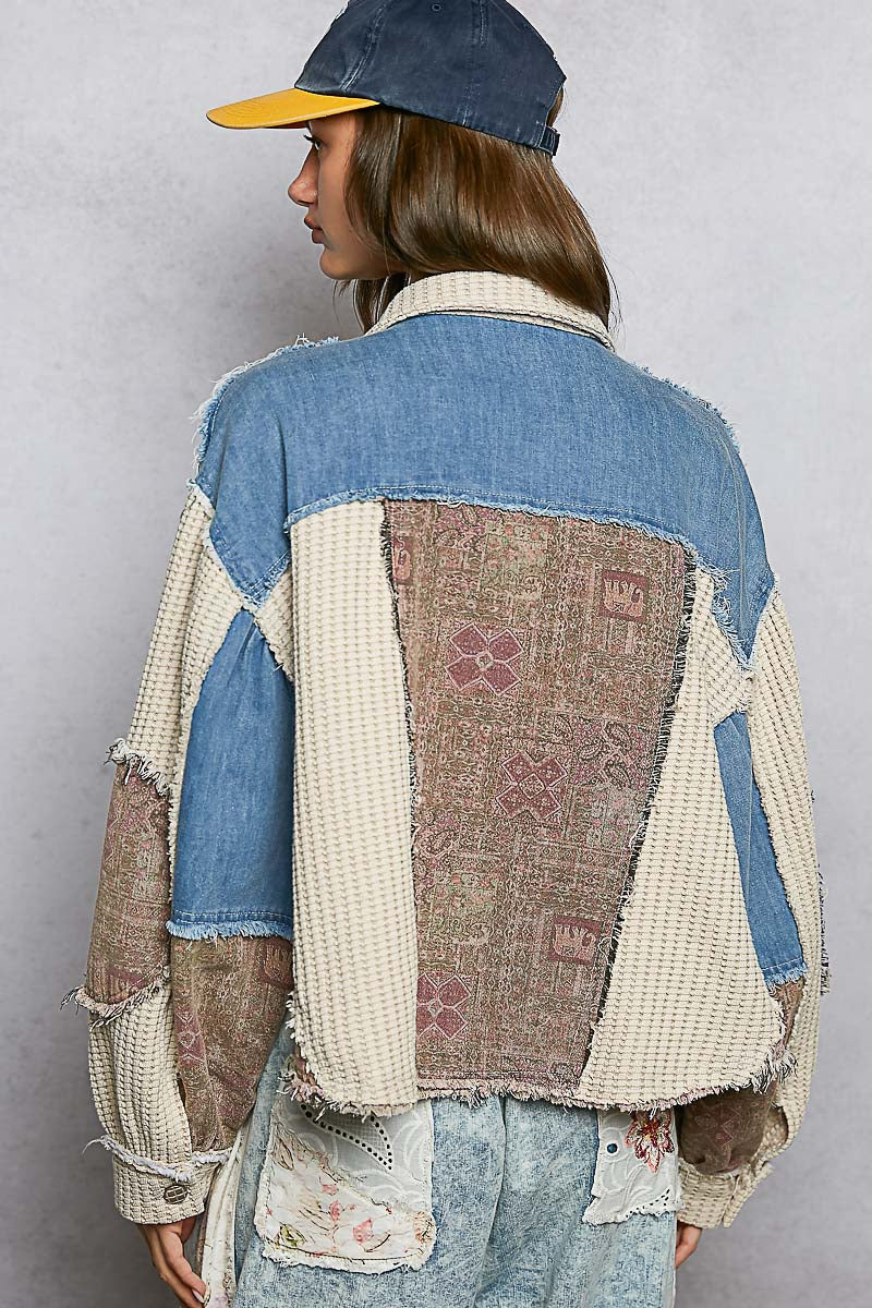 "Denise" Thermal Jacket in Denim & Oatmeal