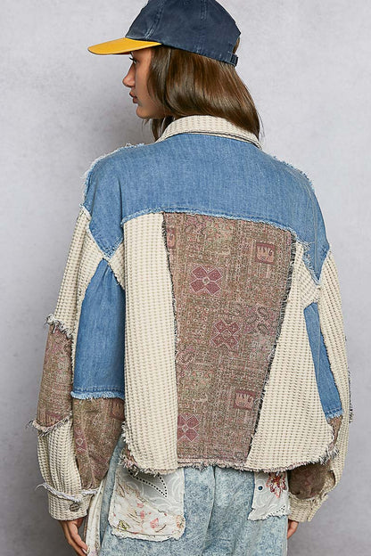 "Denise" Thermal Jacket in Denim & Oatmeal