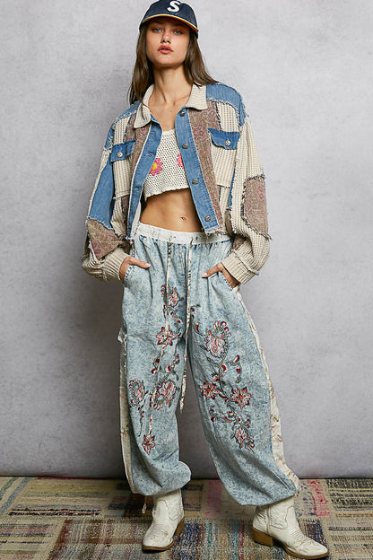 "Denise" Thermal Jacket in Denim & Oatmeal