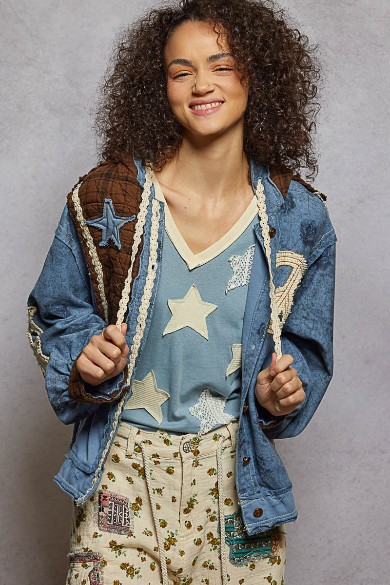 "Lizzie" Blue Peace and Star Hoodie