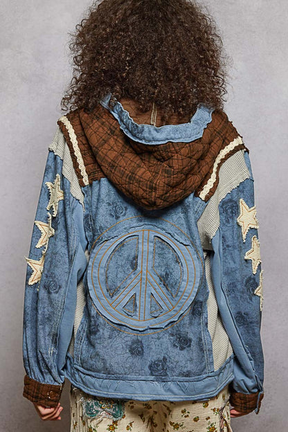 "Lizzie" Blue Peace and Star Hoodie