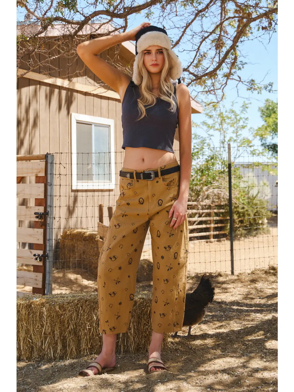 "Sweet Cowgirl" Caramel Brown Western Cropped Pants