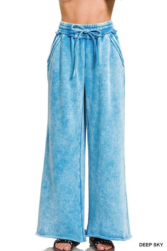 "Tower Sweats" Fleece Palazzo Pants in Deep Sky