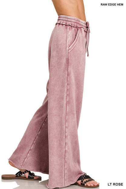"Tower Sweats" Fleece Palazzo Pants in Lt Rose