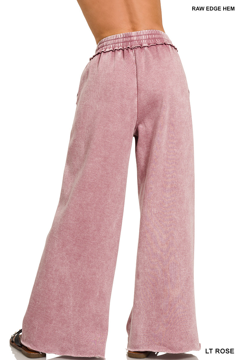 "Tower Sweats" Fleece Palazzo Pants in Lt Rose