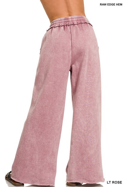 "Tower Sweats" Fleece Palazzo Pants in Lt Rose