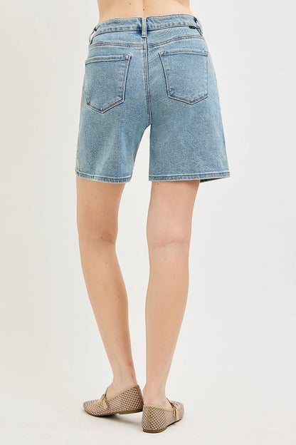 "Botanica" Floral Print Denim Shorts