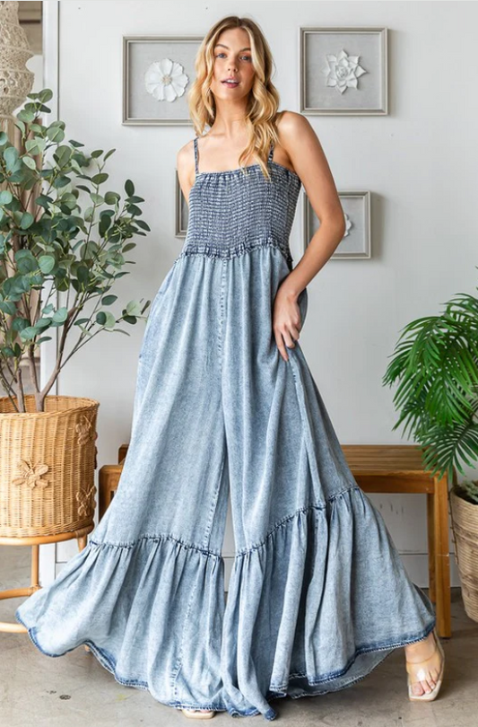 "Penelope" Wide Leg Ruffled Jumpsuit