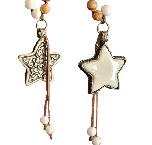 "Ivory Star" Stone Beaded Star Necklace
