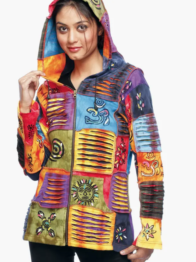 "Ohmega" Cotton Razor Cut Multicolor Hoodie Jacket