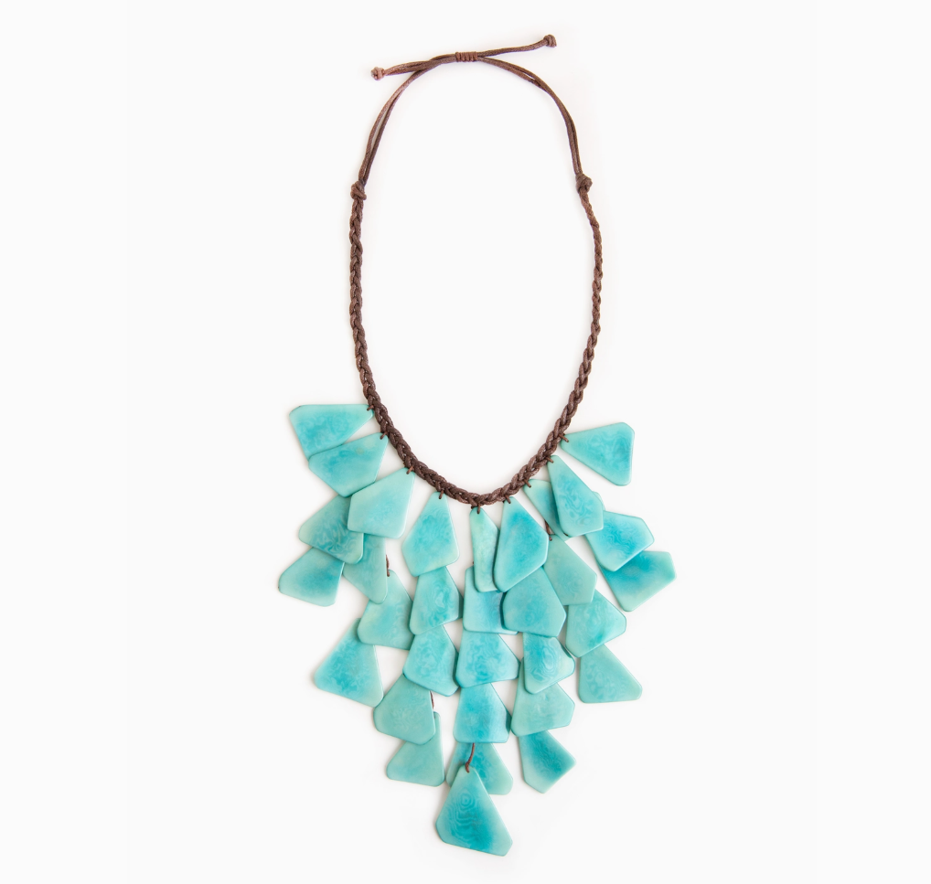 "Scarlett" Cascading Bib Necklace in Aqua