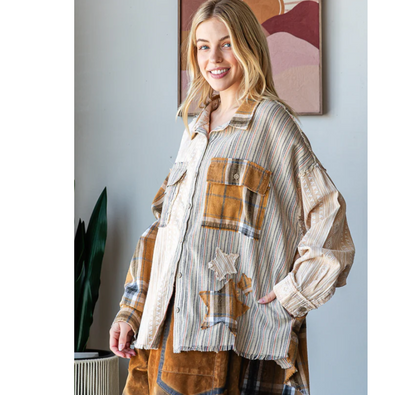 "Penny Lane" Mustard Cream Star Shirt