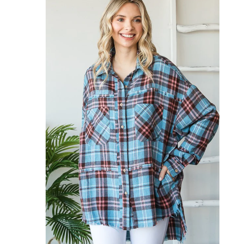 "Blue Moon" Plaid Flannel Shirt in Blue