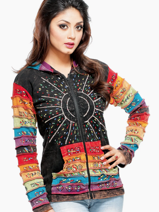 "Sun Flower" Cotton Rainbow Embroidery Jacket