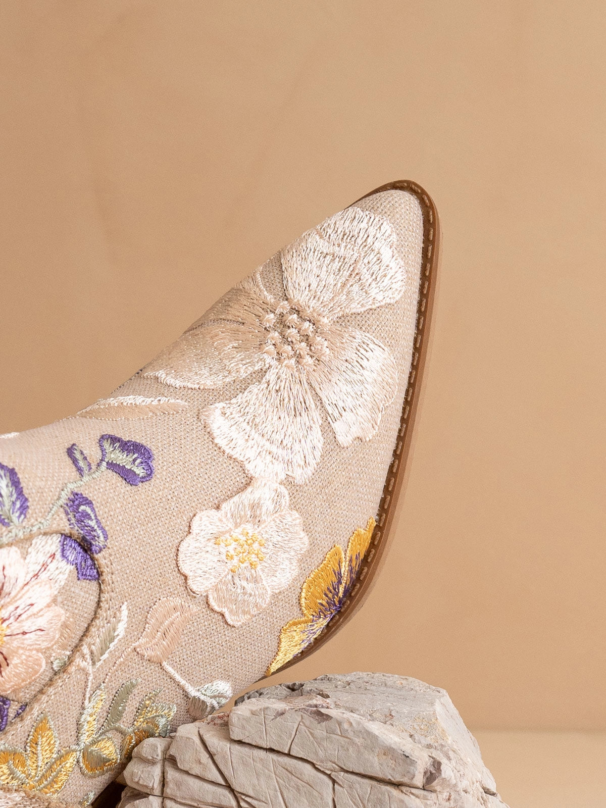 "Genevieve" Floral Tapestry Ankle Book in Khaki