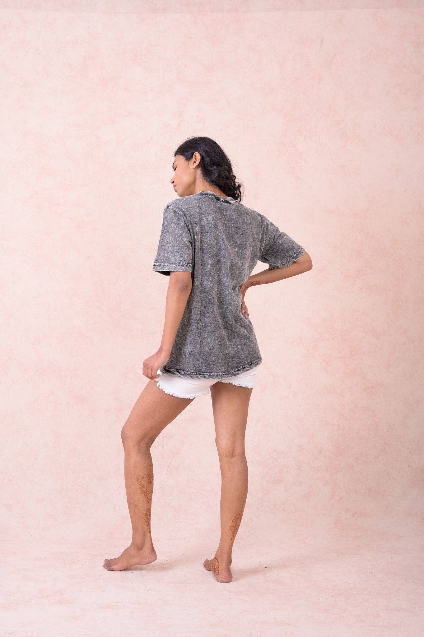 "Sun Moon" Cotton Tee Shirt in Black