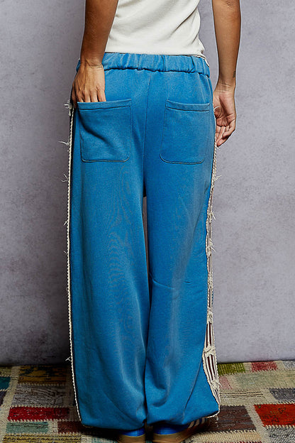 "Liberty Stripe" Track Pants in Cobalt Blue