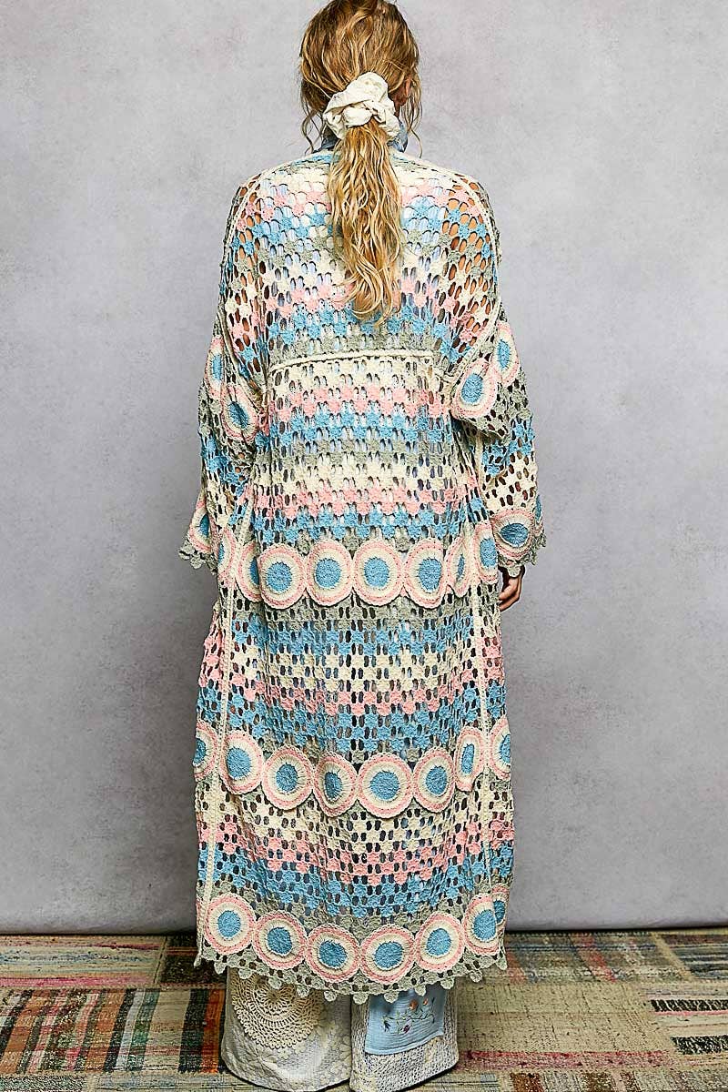 "Maisey" Crochet Open-Knit Cardigan Kimono Orange