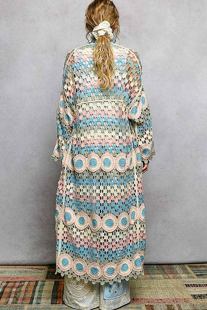 "Maisey" Crochet Open-Knit Cardigan Kimono Orange