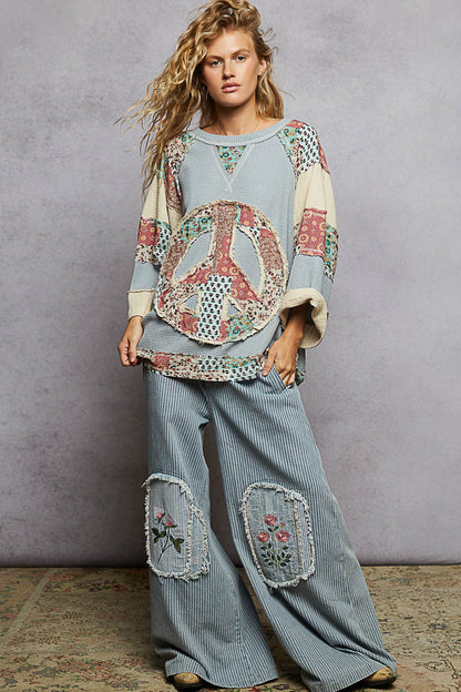 "All the Peace" Light Blue Thermal Peace Top