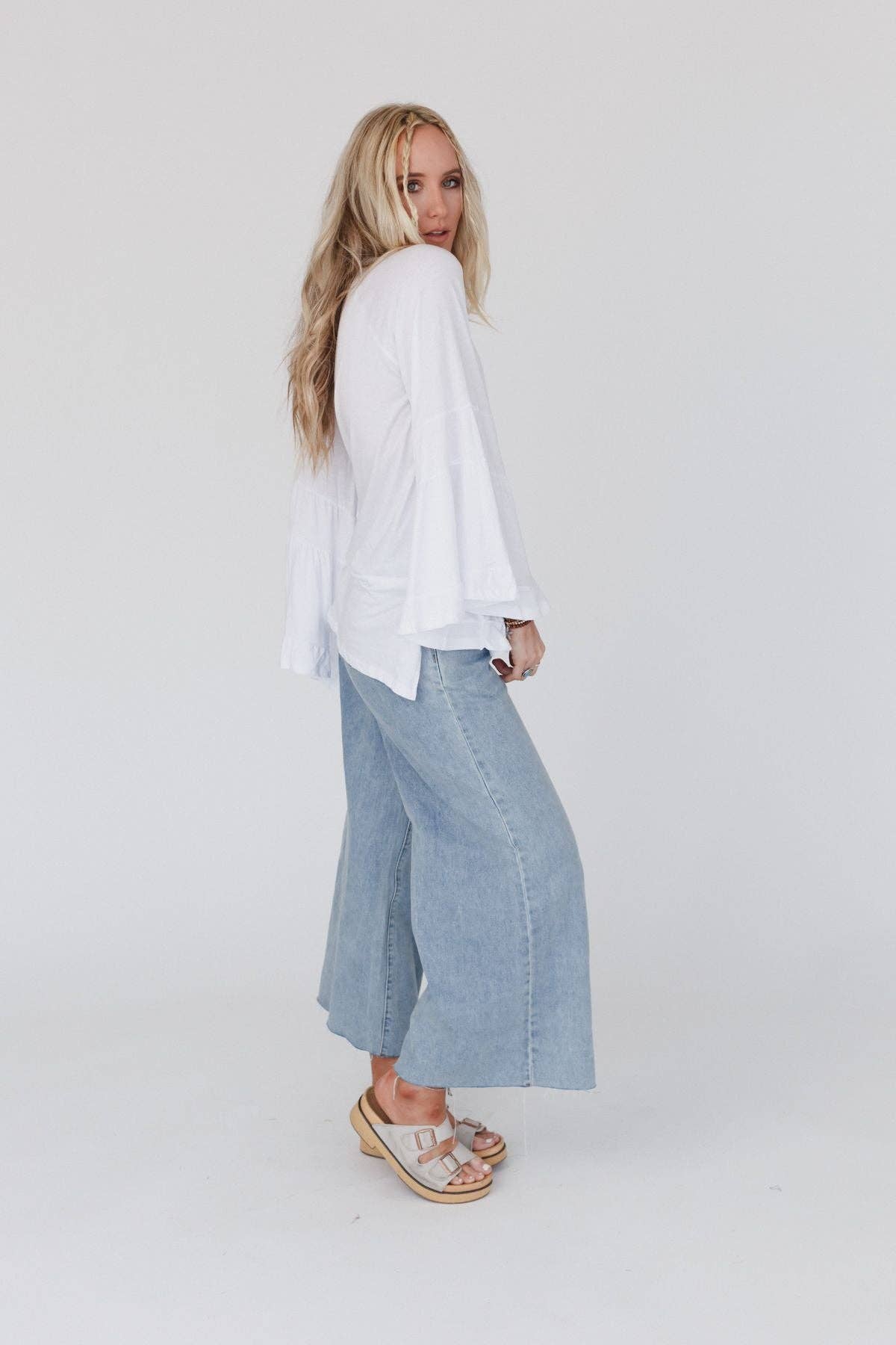 "Babe Truth" Bell Sleeve Modal Baseball Tee White