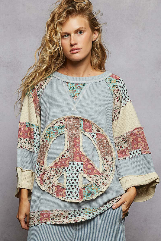 "All the Peace" Light Blue Thermal Peace Top