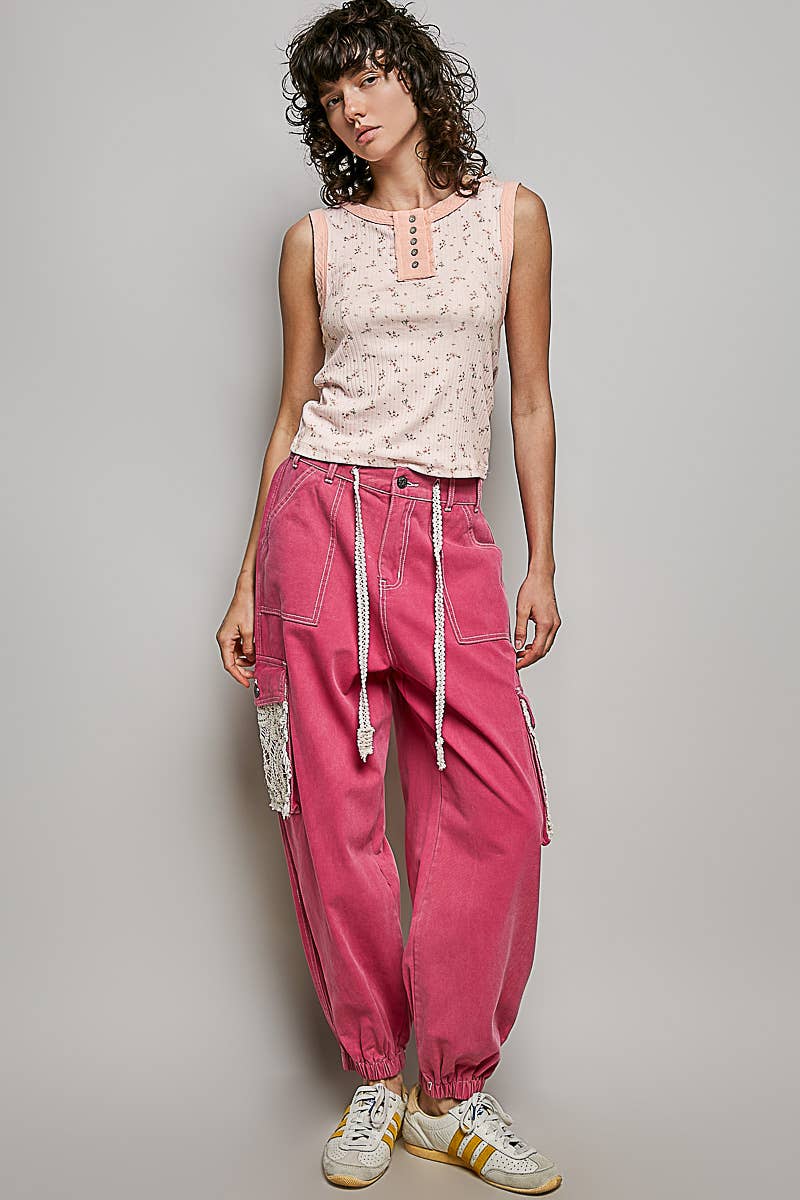 "Pink Joy" Cargo Pants Joggers in Hot Pink