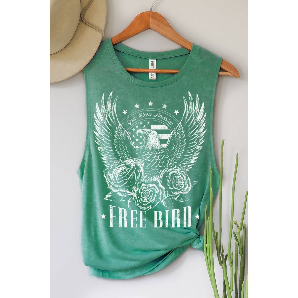 "Freebird" Mineral Wash Graphic Tee in Black