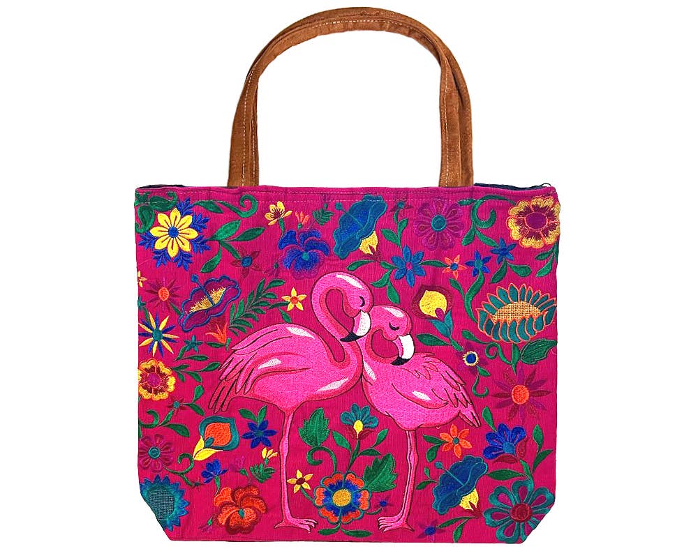 "Boho Mingo" Embroidered Floral Tote Bag