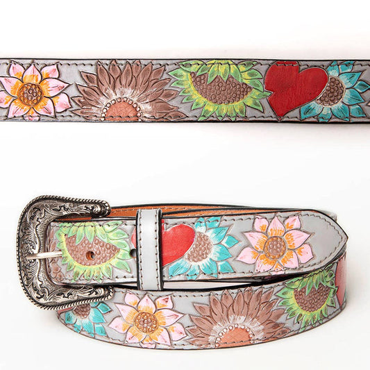 "Silver Love" Hand Tooled Leather Belt