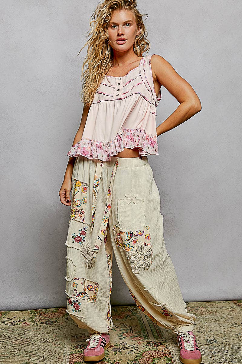 "Jersey" Square Neck Tank Top Blouse Blush Pink