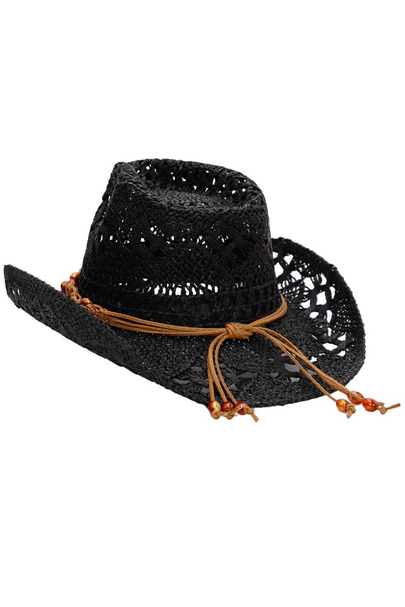"Cowboy Crush" Beaded Crochet Straw Cowboy Hat