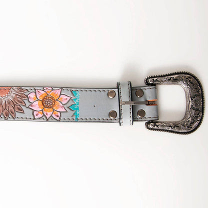 "Silver Love" Hand Tooled Leather Belt