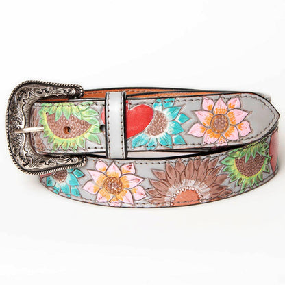 "Silver Love" Hand Tooled Leather Belt