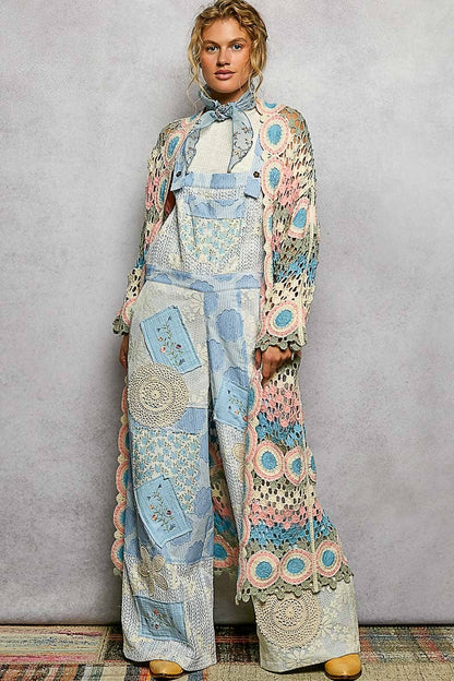 "Maisey" Crochet Open-Knit Cardigan Kimono Orange
