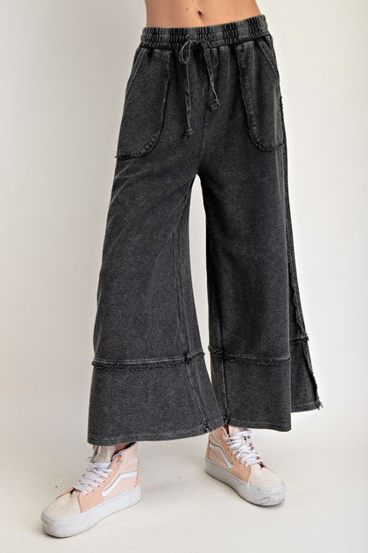 "Callie" Boho French Terry Pants in Black