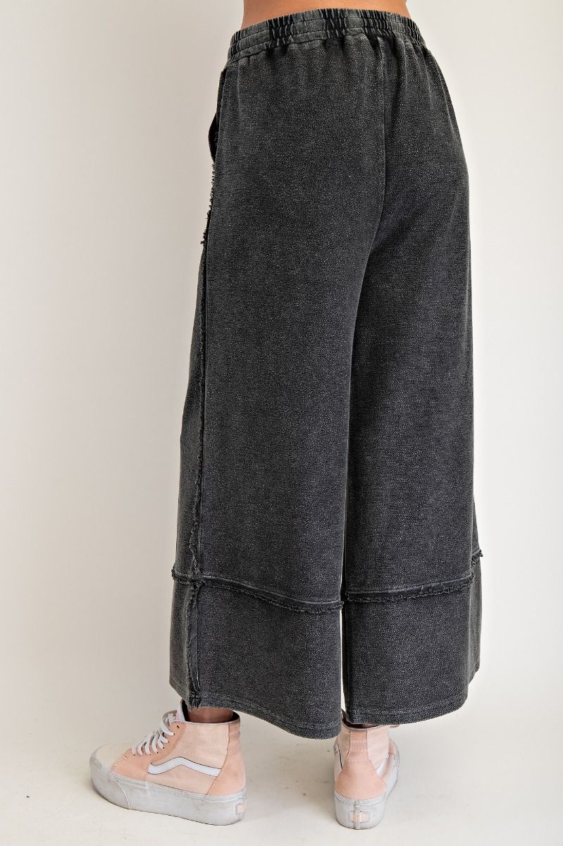 "Callie" Boho French Terry Pants in Black