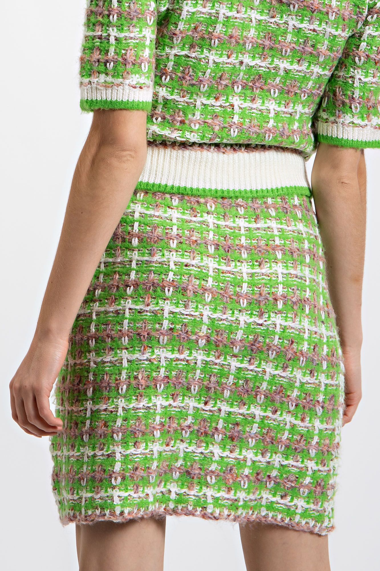 "Tweedy Skirt" Plaid Mini Skirt in Lime Green
