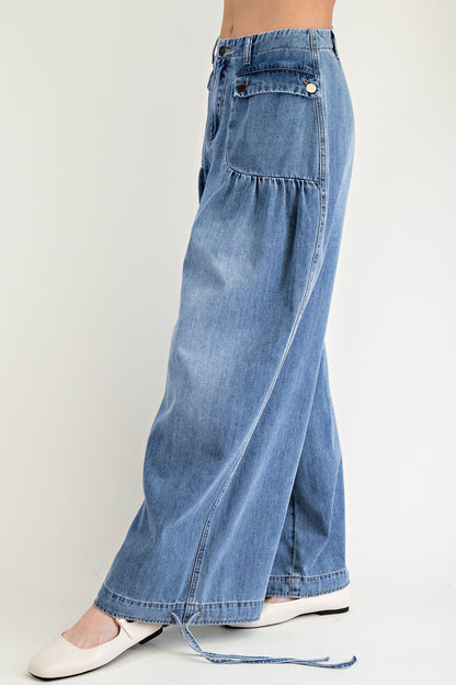 "Aladdin" Drawstring Cargo Pants Denim