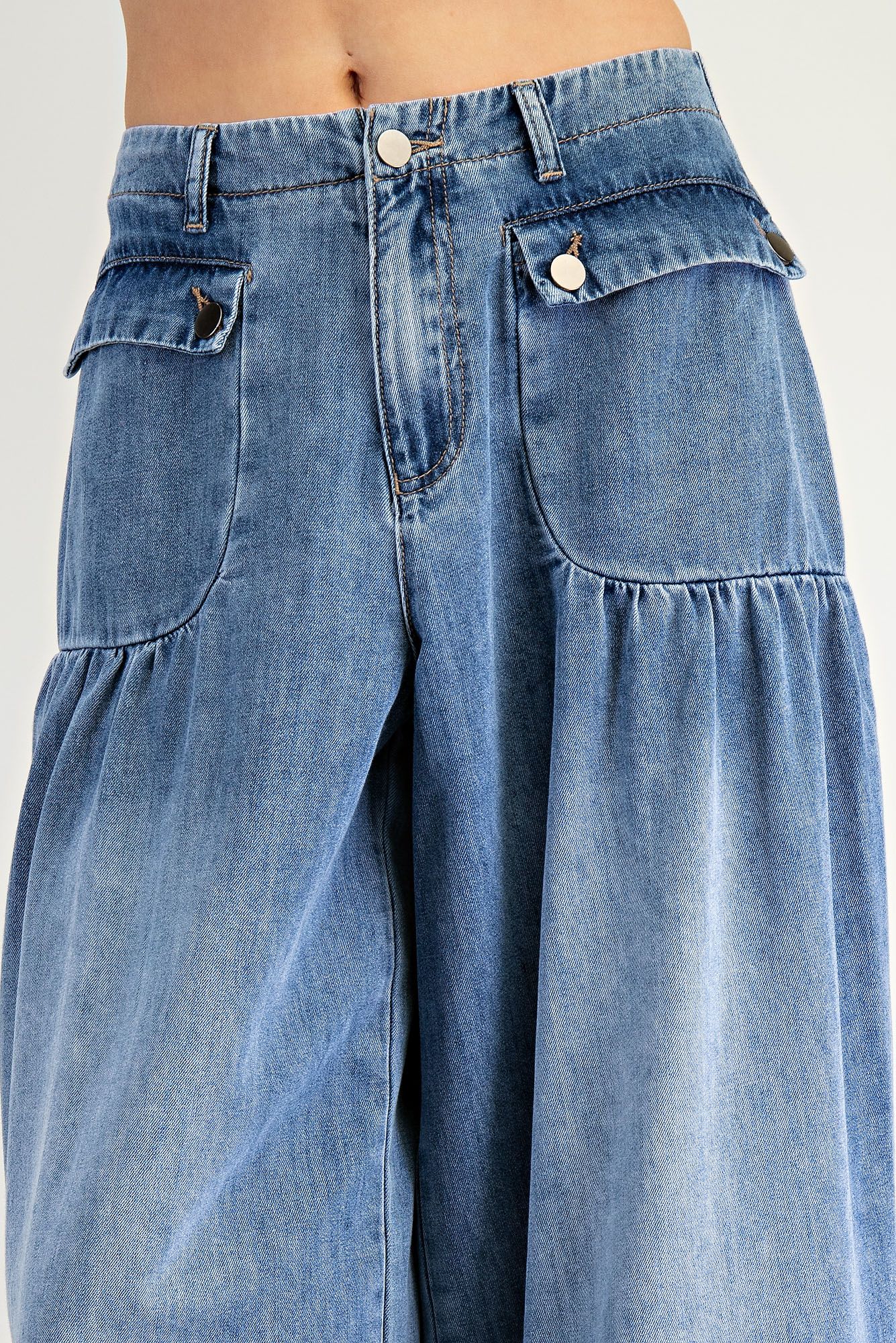 "Aladdin" Drawstring Cargo Pants Denim