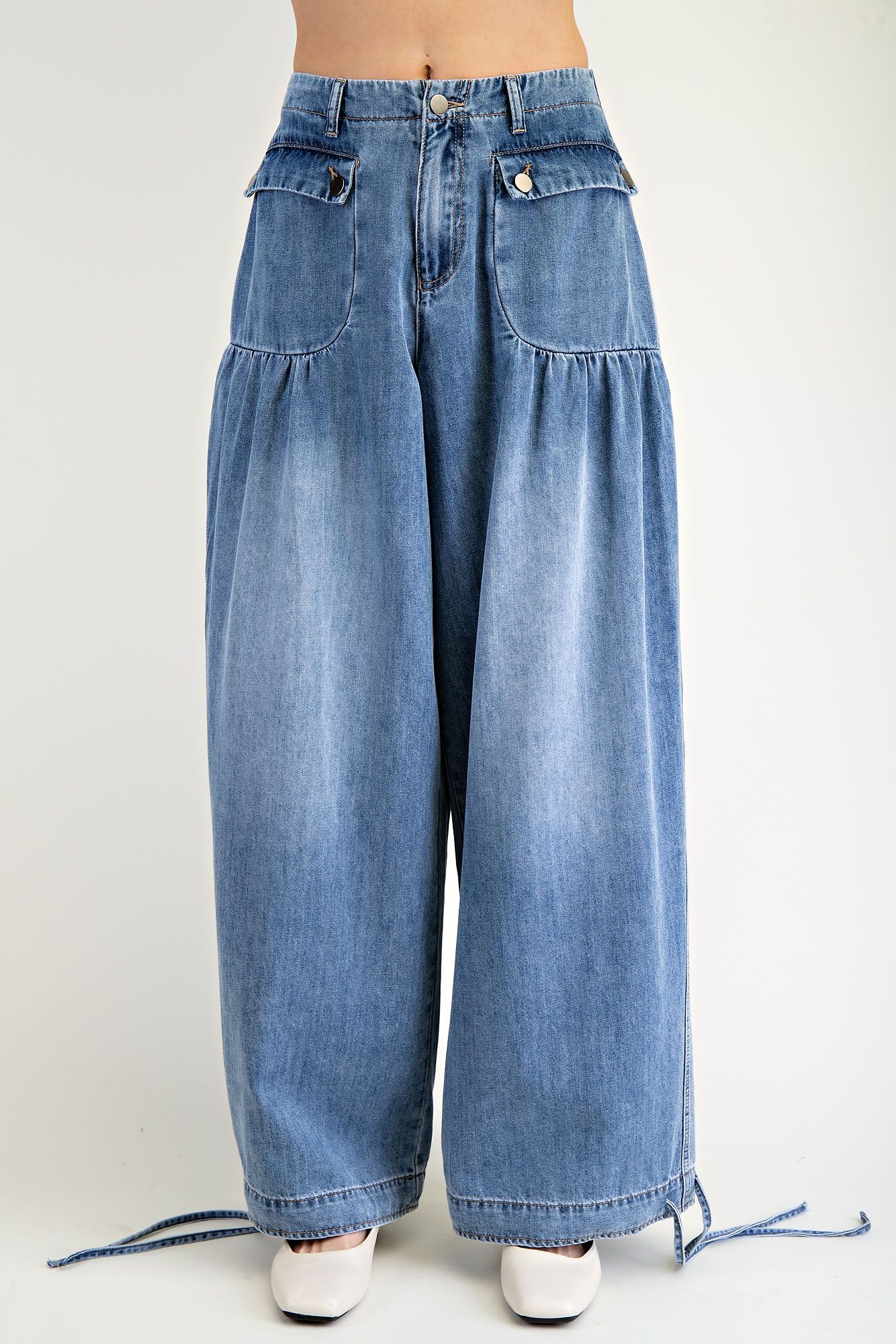 "Aladdin" Drawstring Cargo Pants Denim