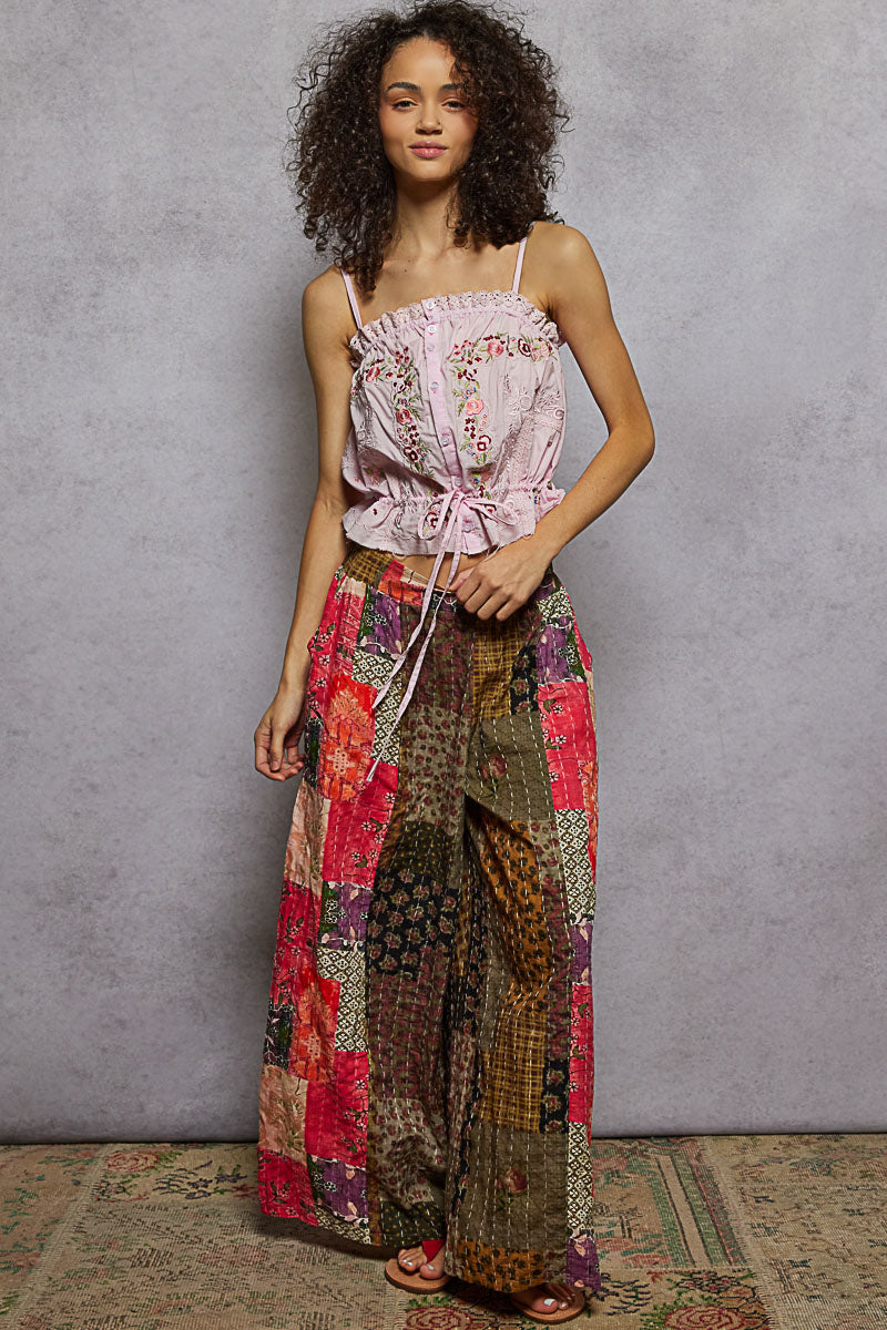 "Delight" Embroidered Poplin Top in Pink