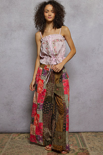 "Delight" Embroidered Poplin Top in Pink
