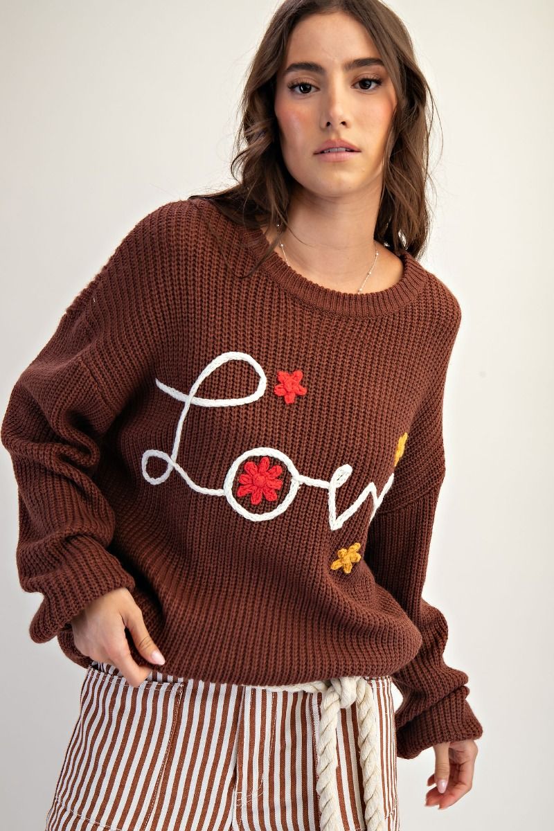 "Autumn in Love" Chocolate Brown Sweater
